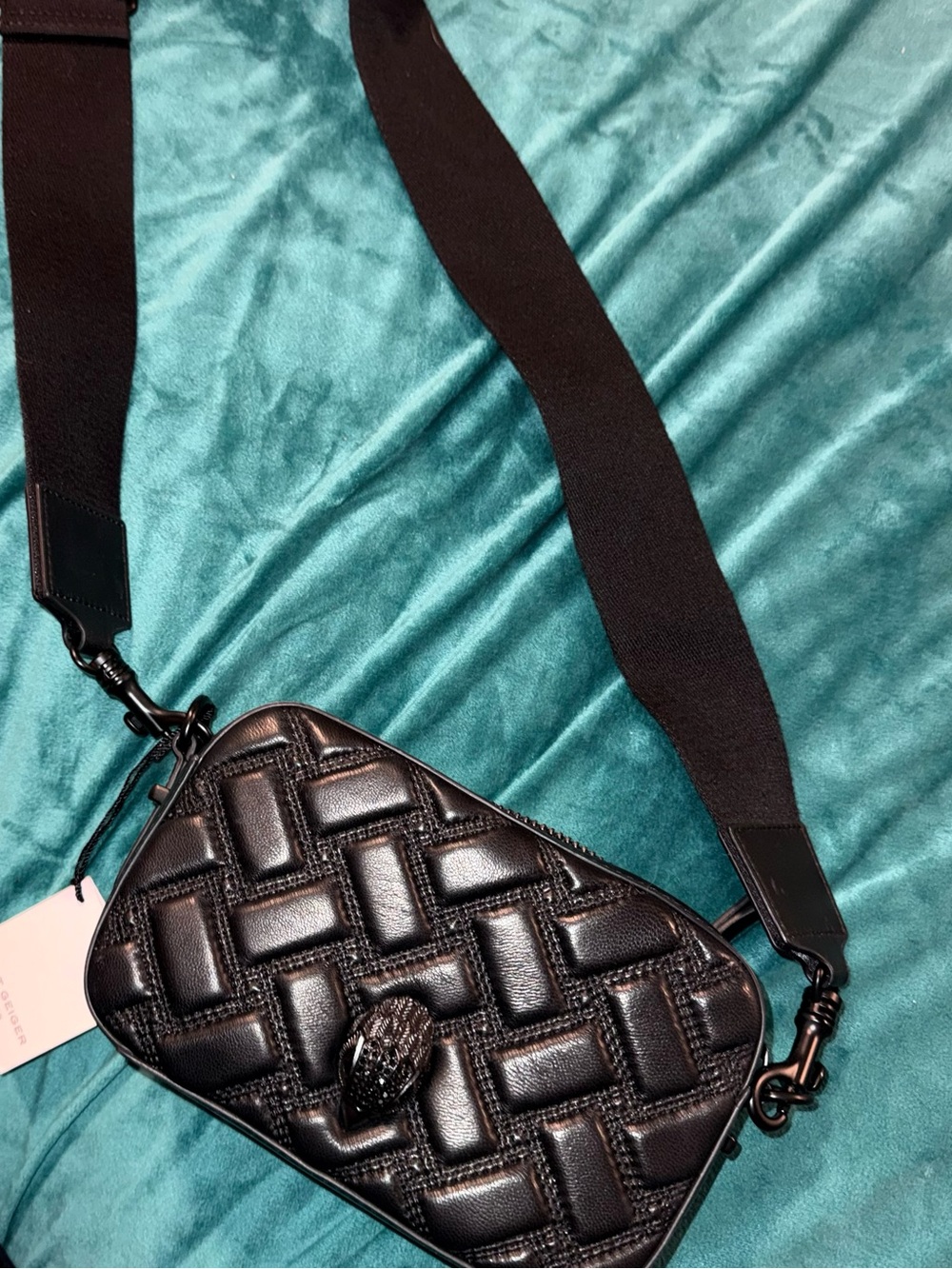 Kurt Geiger Black Quilted Leather Camera Bag